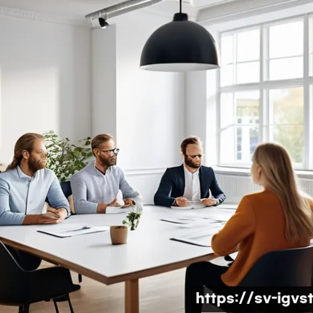 앤젤 투자 시 법적 문제 최소화하기 - A professional business meeting scene in a modern Swedish startup office: diverse group of investors...
