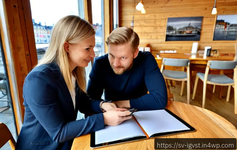Home 17 앤젤 투자자와의 장기 관계 유지 전략 - Photorealistic Swedish startup founder and experienced angel investor meeting regularly in a bright ...